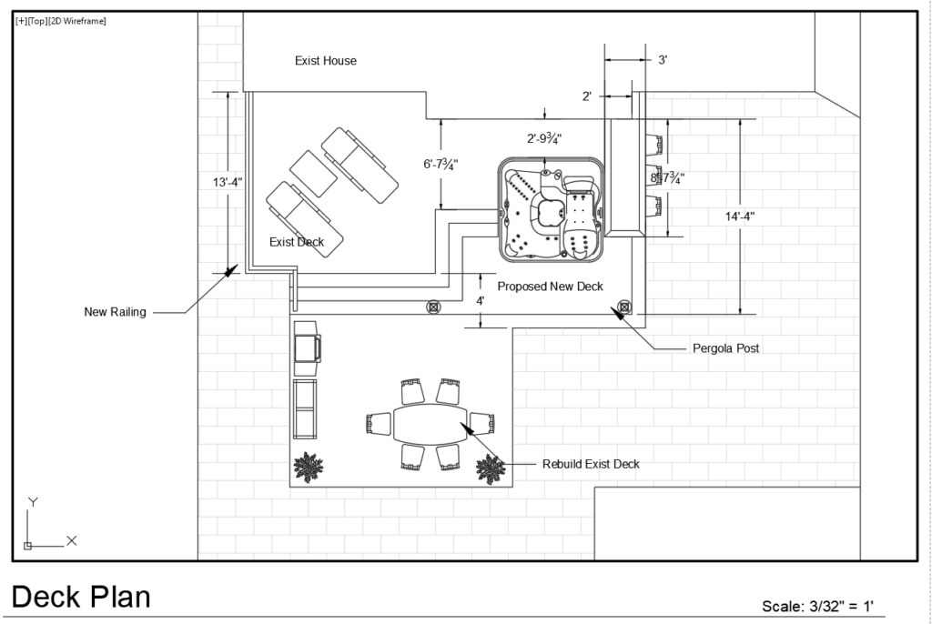 Multi Level Deck with Pergola and Jacuzzi