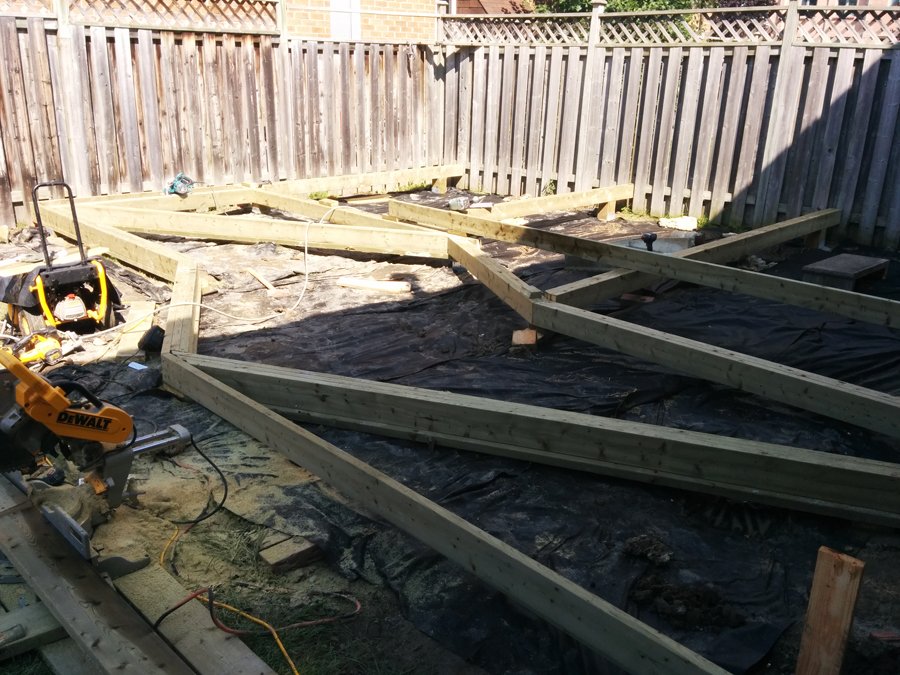 Low profile deck with different decking direction