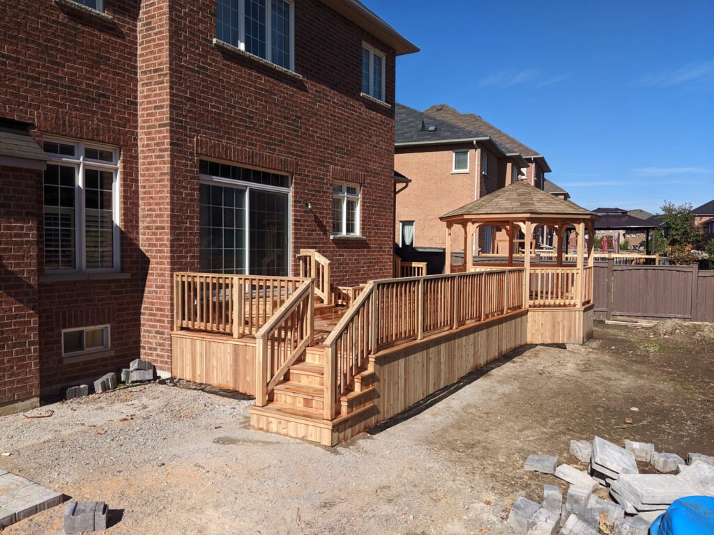 Deck with a Gazebo on it