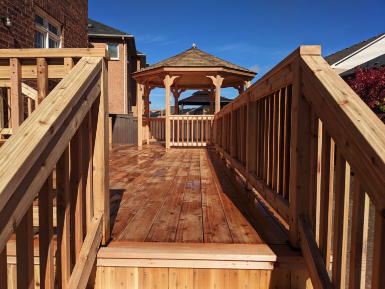 Deck with a Gazebo on it